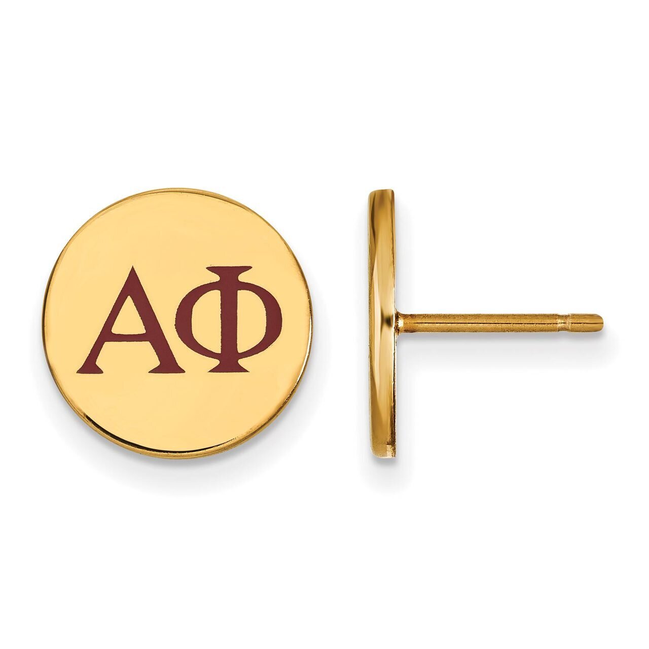 Alpha Phi Enameled Post Earrings Gold-plated Silver GP032APH, MPN: GP032APH, 191101099069