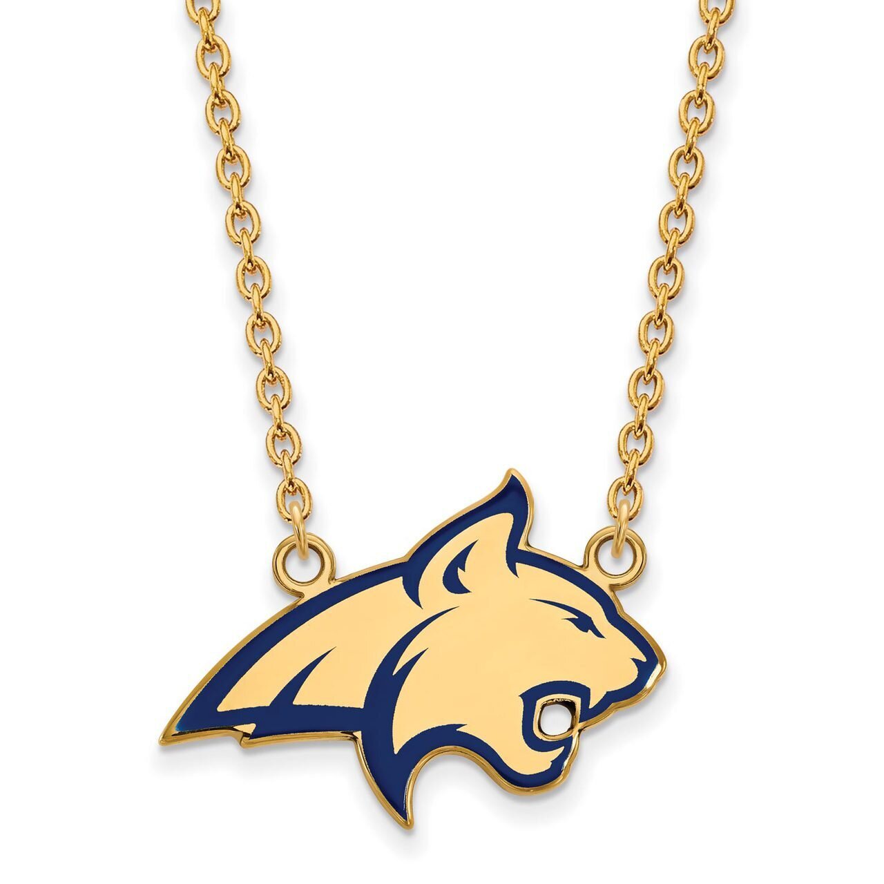 Montana State University Large enamel Pendant with Chain Necklace Gold-plated Silver GP032MTU-18