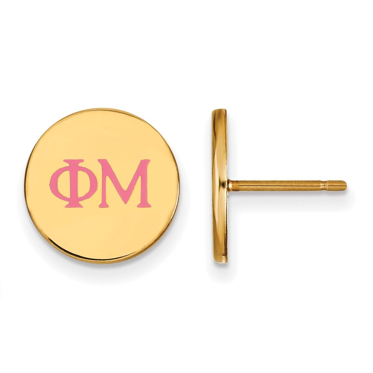 Phi Mu Enameled Post Earrings Gold-plated Silver GP032PHM