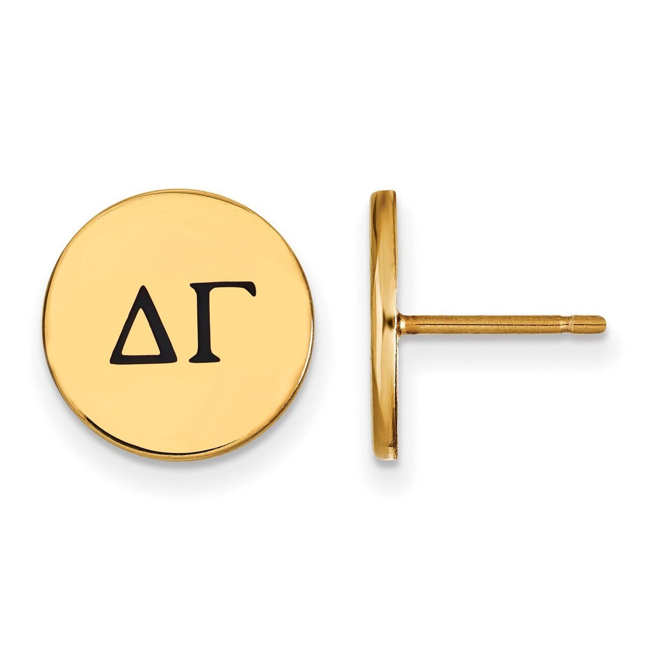 Delta Gamma Enameled Post Earrings Gold-plated Silver GP033DG, MPN: GP033DG, 886774935669
