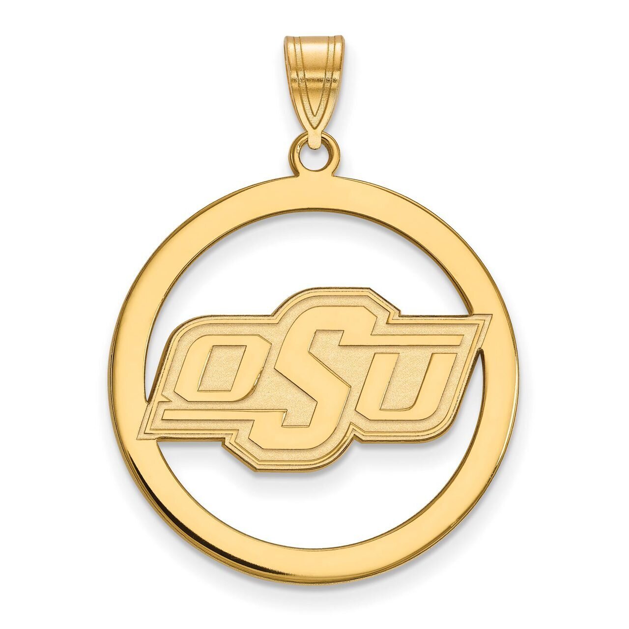 Oklahoma State University L Pendant in Circle Gold-plated Silver GP033OKS
