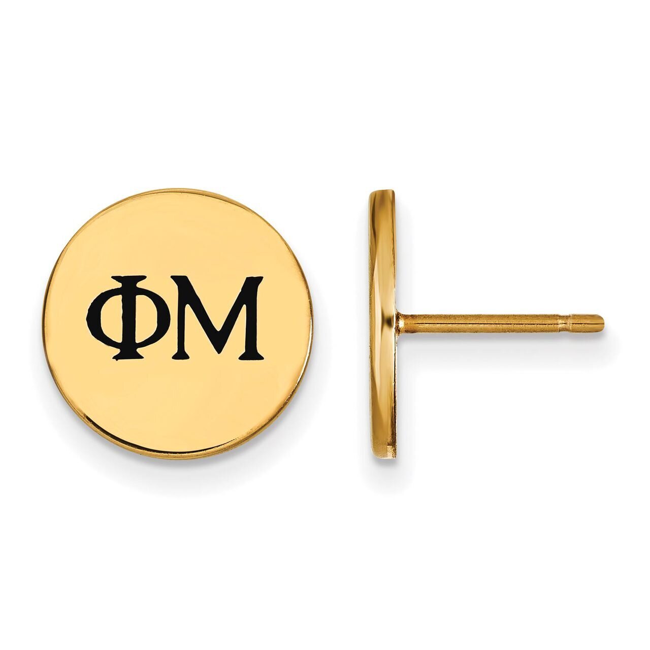 Phi Mu Enameled Post Earrings Gold-plated Silver GP033PHM, MPN: GP033PHM, 886774935874
