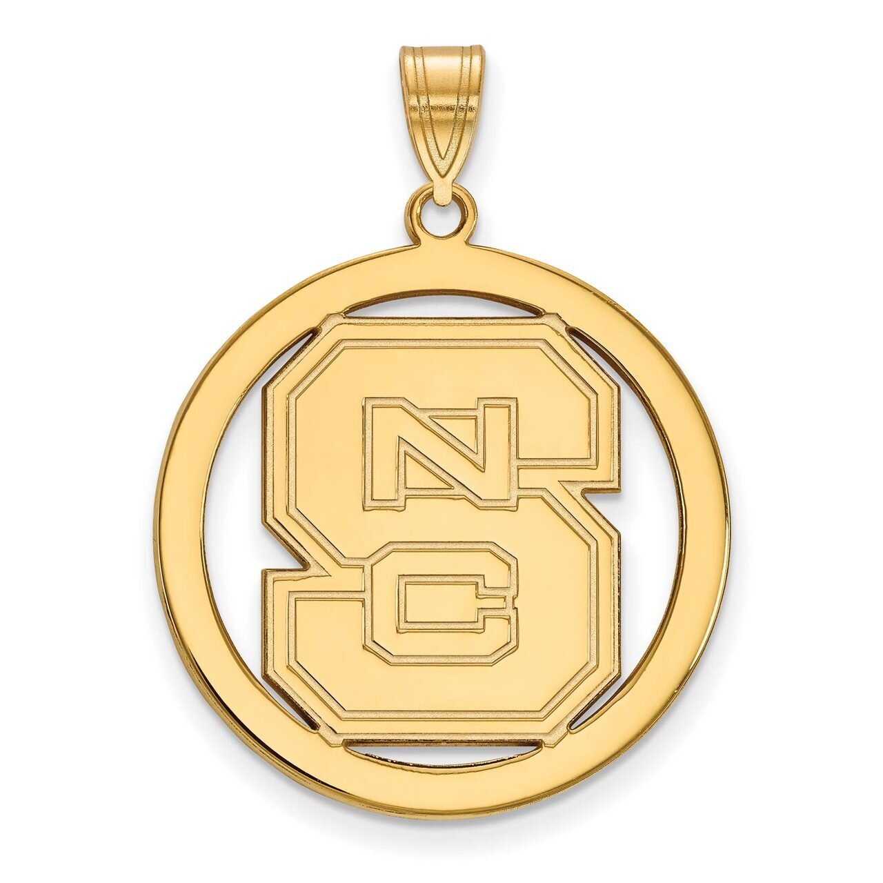 North Carolina State University L Pendant in Circle Gold-plated Silver GP034NCS, MPN: GP034NCS, 886…