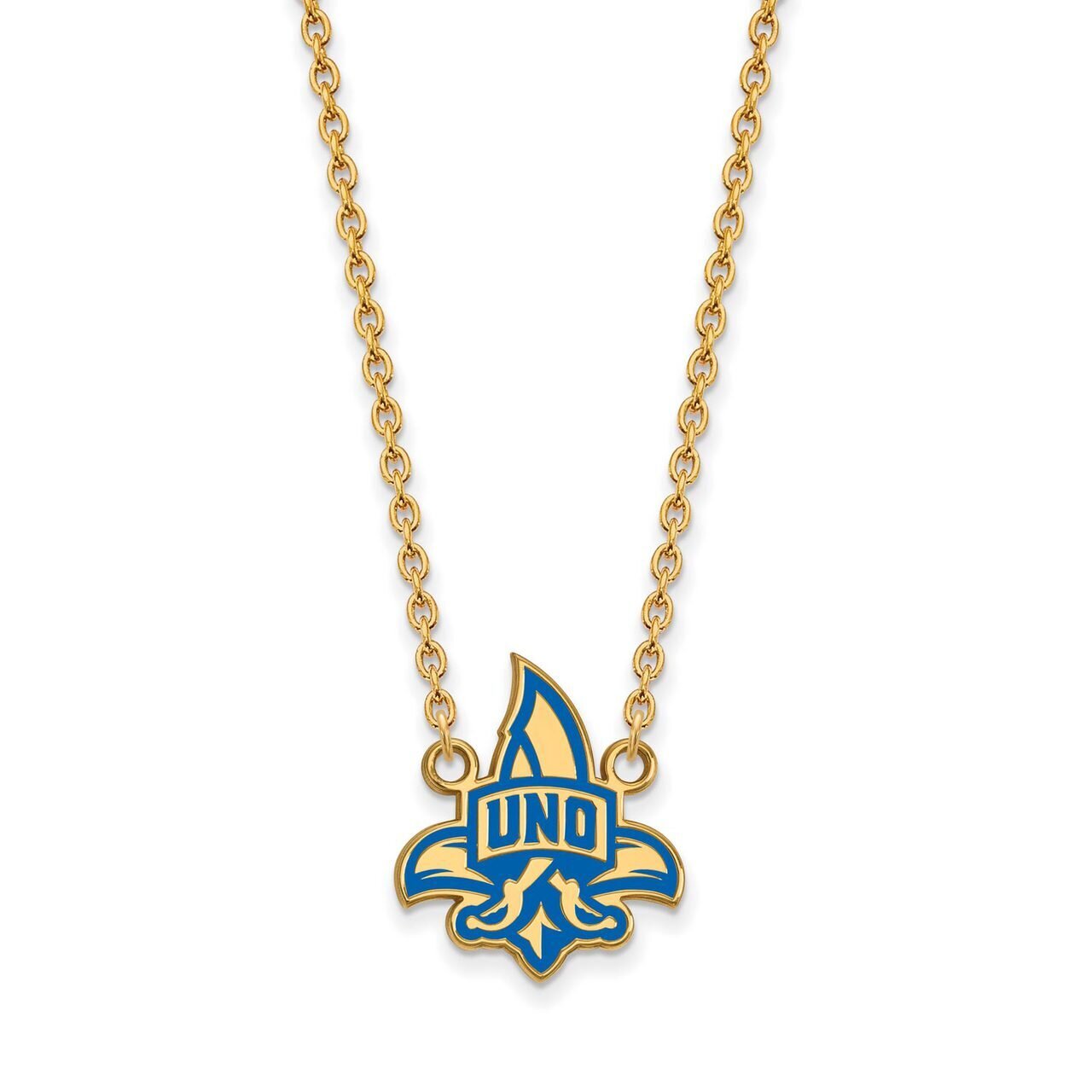 University of North Dakota Large Enamel Pendant with Chain Necklace Gold-plated Silver GP036UNOD-18…