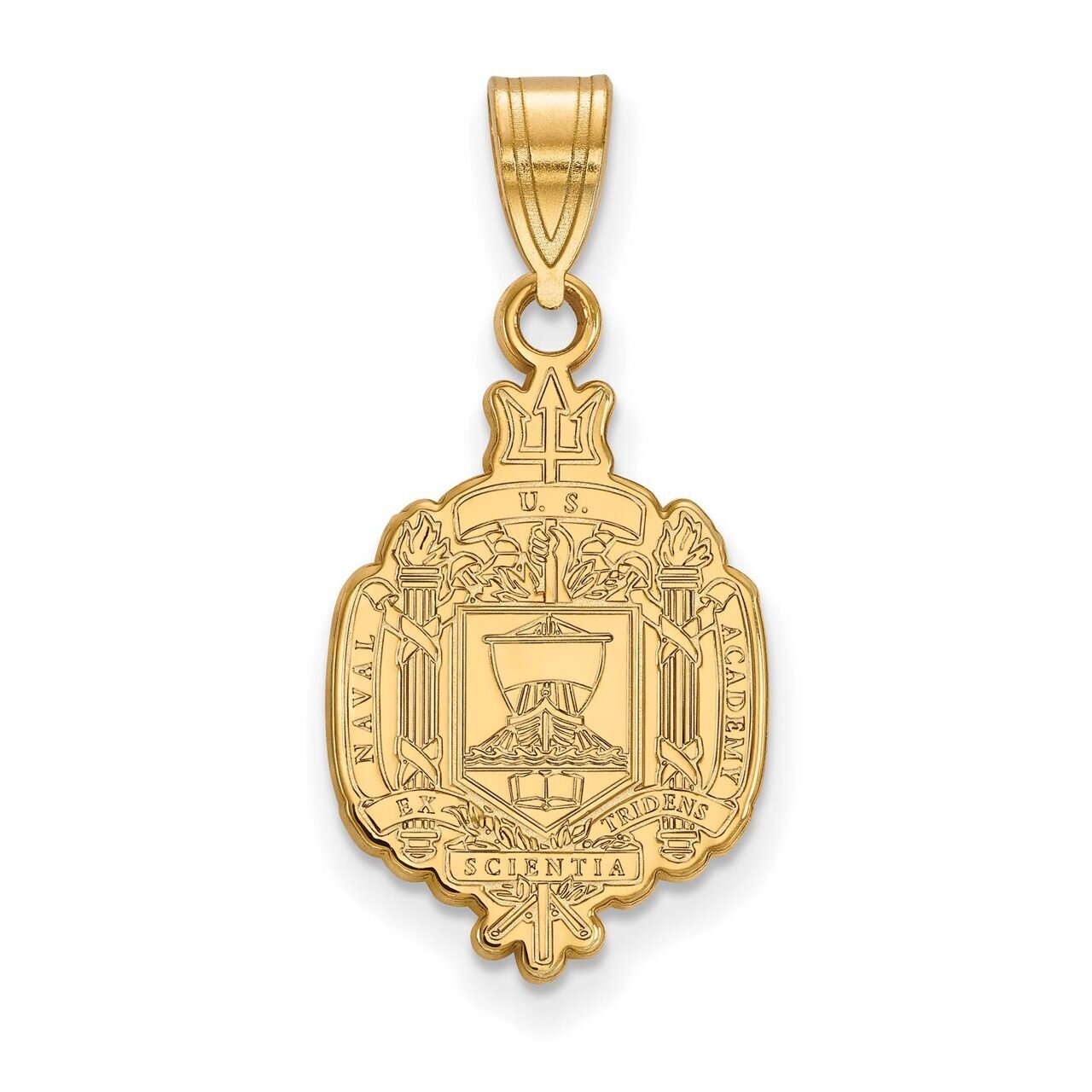 Navy Large Crest Pendant Gold-plated Silver GP036USN