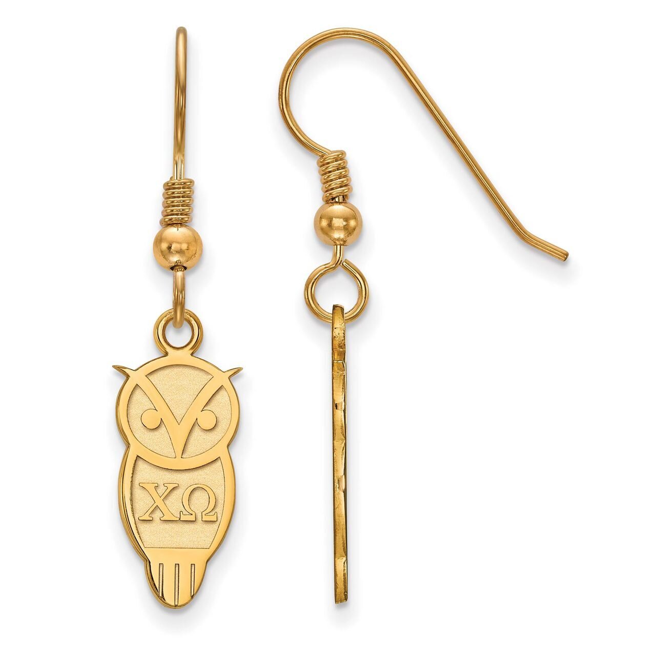 Chi Omega Medium Dangle Earrings Gold-plated Silver GP037CHO, MPN: GP037CHO, 886774938714