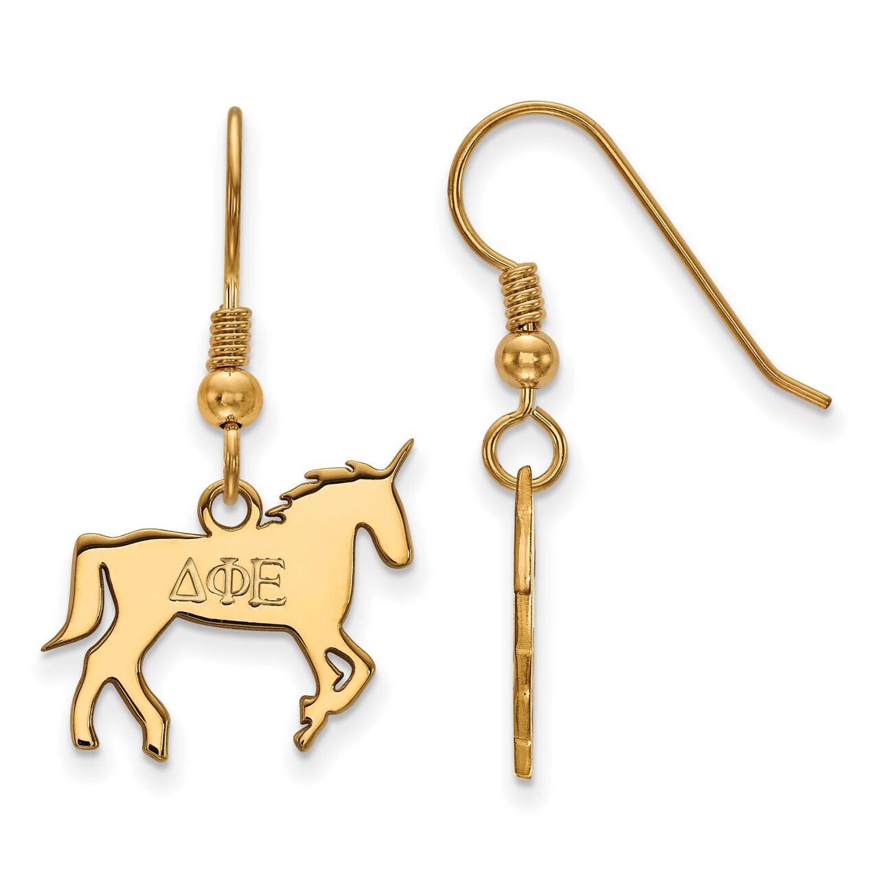 Delta Phi Epsilon Medium Dangle Earrings Gold-plated Silver GP037DPH, MPN: GP037DPH, 886774938769