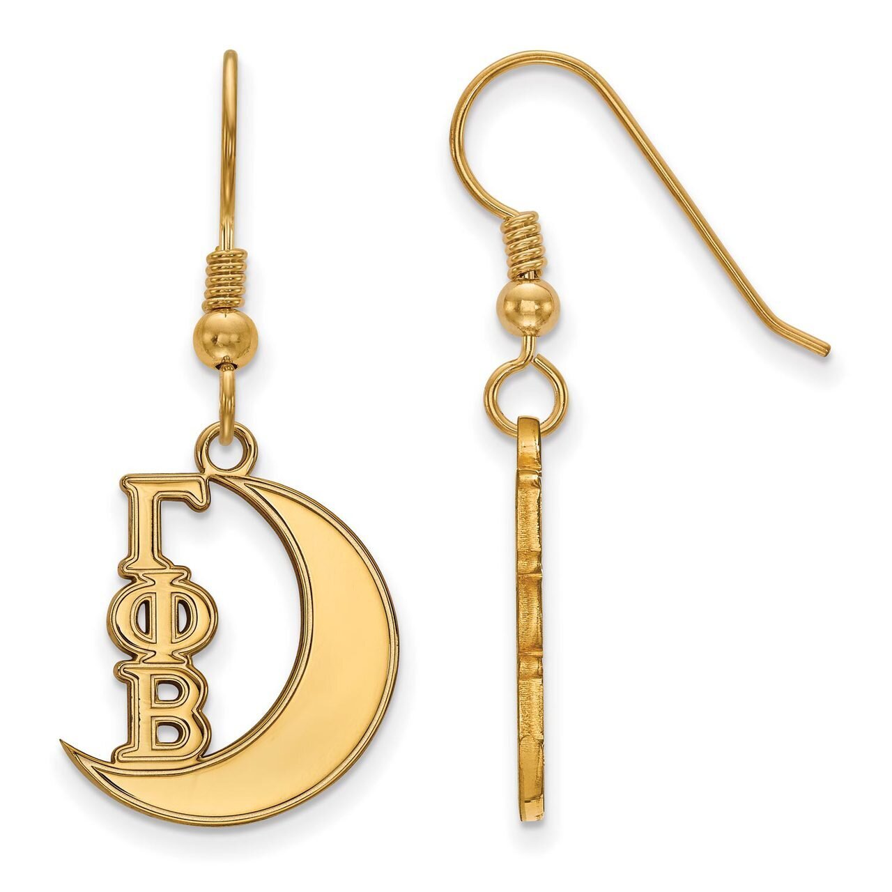 Gamma Phi Beta Medium Dangle Earrings Gold-plated Silver GP037GPB, MPN: GP037GPB, 886774938806