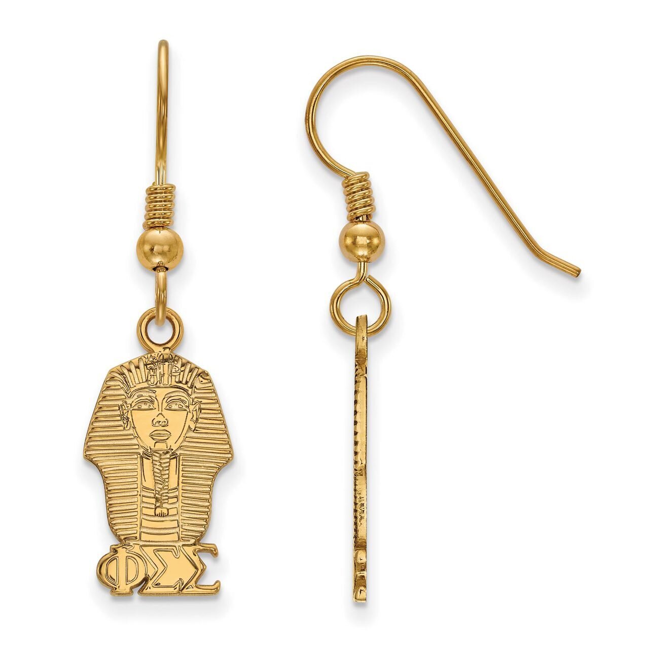 Phi Sigma Sigma Medium Dangle Earrings Gold-plated Silver GP037PSS, MPN: GP037PSS, 191101102523