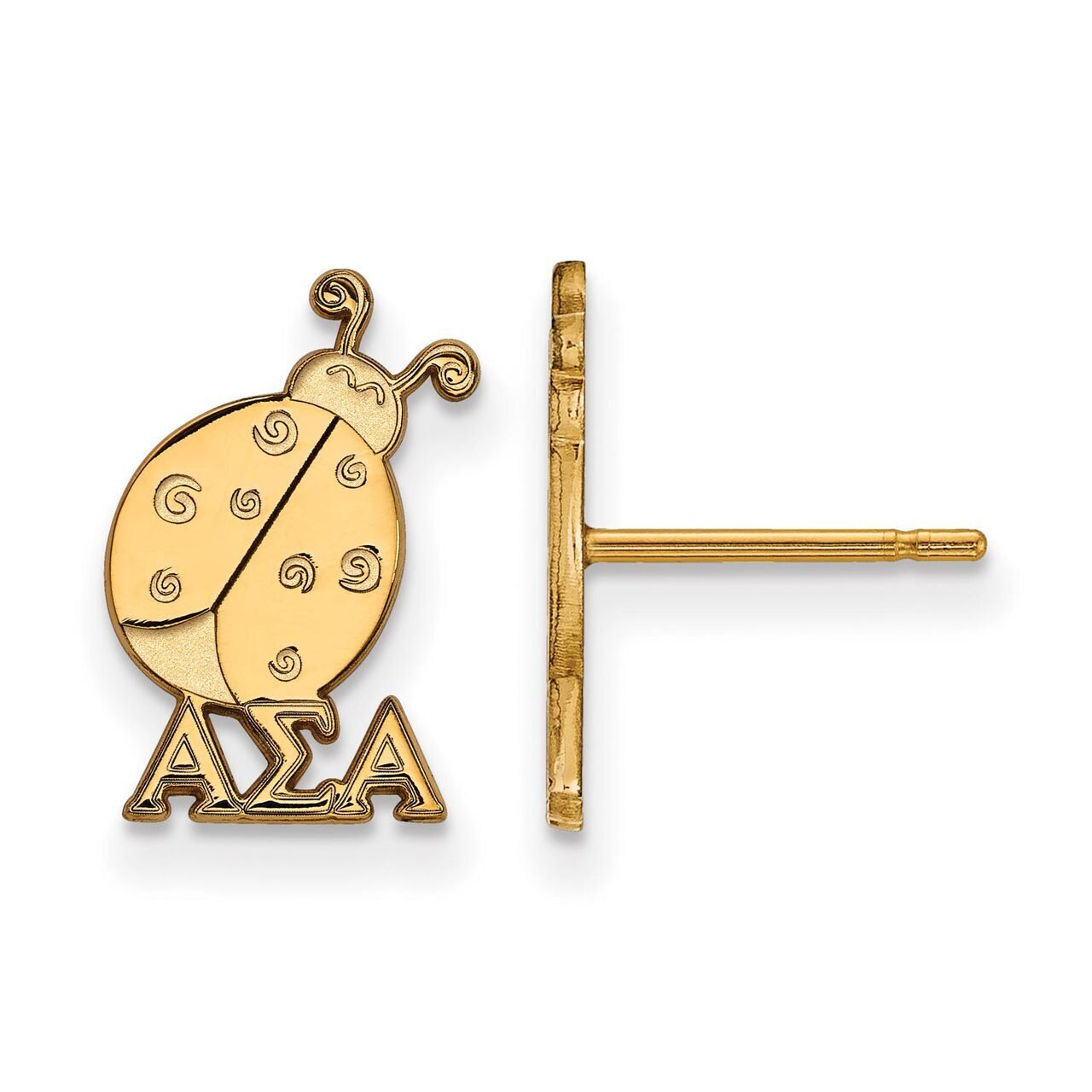 Alpha Sigma Alpha Extra Small Post Earrings Gold-plated Silver GP038ASI