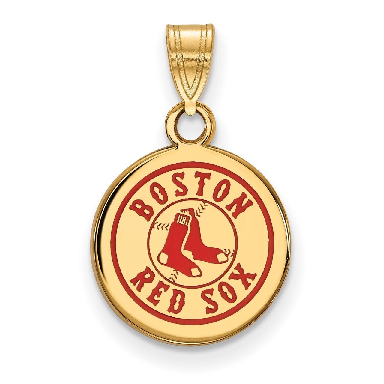 Boston Red Sox Small Enamel Disc Pendant Gold-plated Silver GP038RSO, MPN: GP038RSO, 886774939506