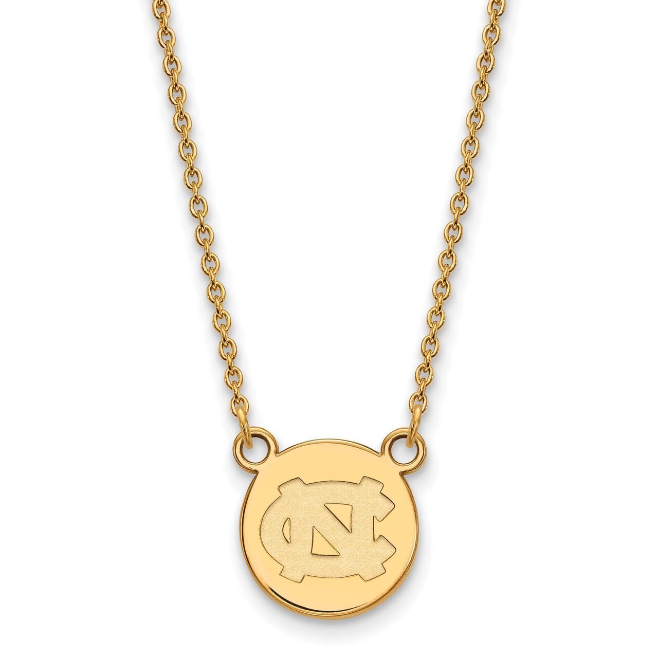 University of North Carolina Small Disc with Chain Necklace Gold-plated Silver GP038UNC-18, MPN: GP…