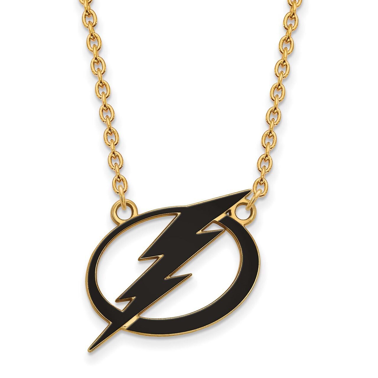 Tampa Bay Ligtning Large Enamel Pendant with Chain Necklace Gold-plated Silver GP039LIG-18