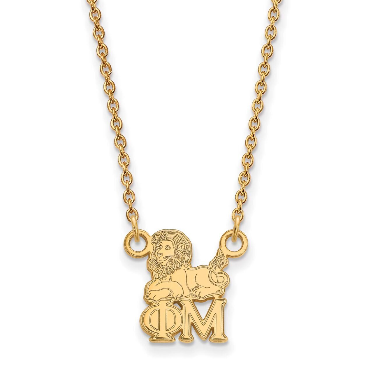 Phi Mu Extra Small Pendant with 18 Inch Chain Gold-plated Silver GP039PHM-18