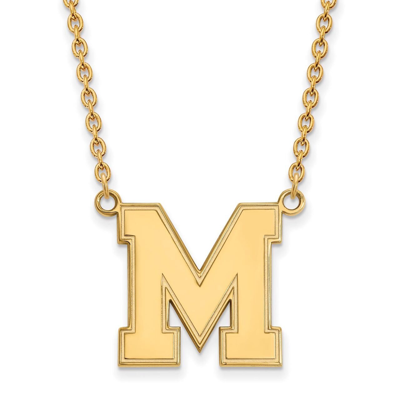 Univeristy of Memphis Large Pendant with Chain Necklace Gold-plated Silver GP039UMP-18, MPN: GP039U…