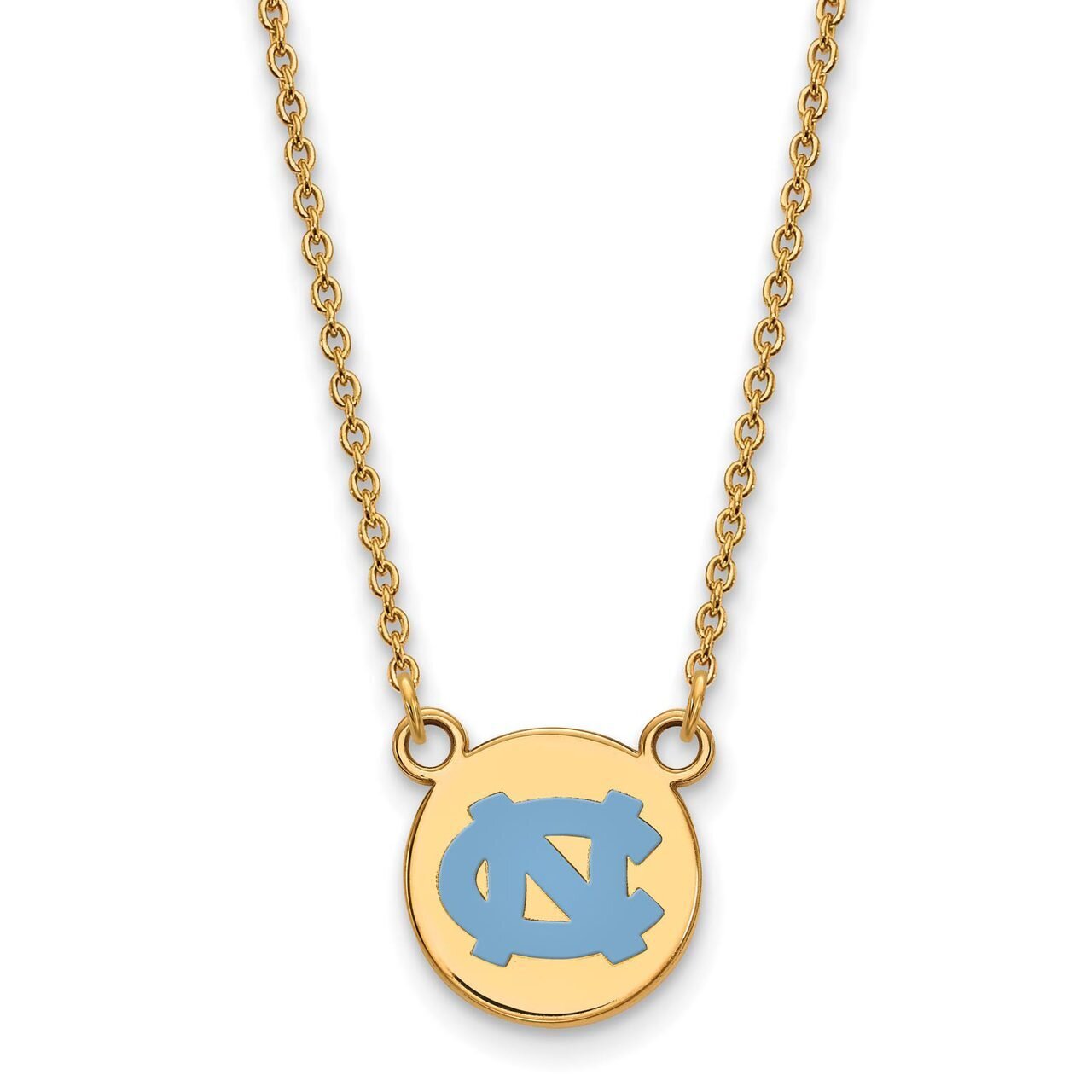 University of North Carolina Small Enamel Disc Pendant with Chain Necklace Gold-plated Silver GP039…