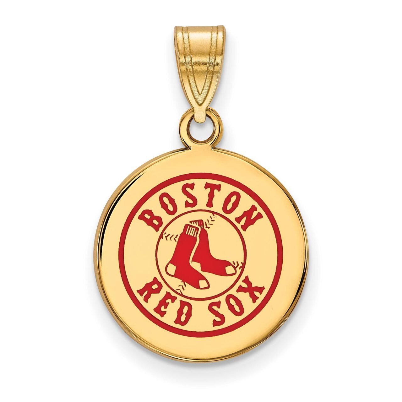 Boston Red Sox Medium Enamel Disc Pendant Gold-plated Silver GP040RSO