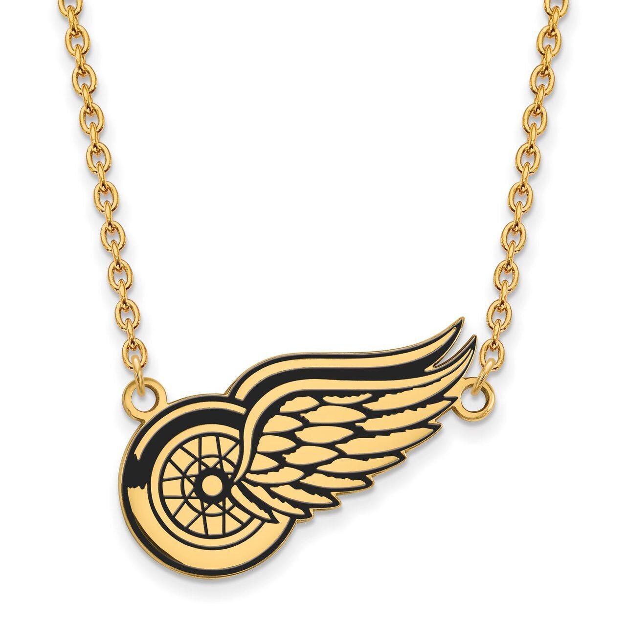 Detroit Red Wings Large Enamel Pendant with Chain Necklace Gold-plated Silver GP040RWI-18, MPN: GP0…