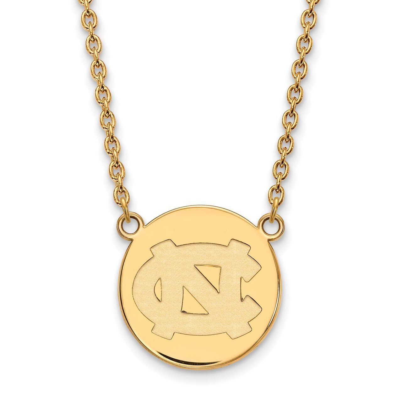 University of North Carolina Large Disc with Chain Necklace Gold-plated Silver GP040UNC-18, MPN: GP…