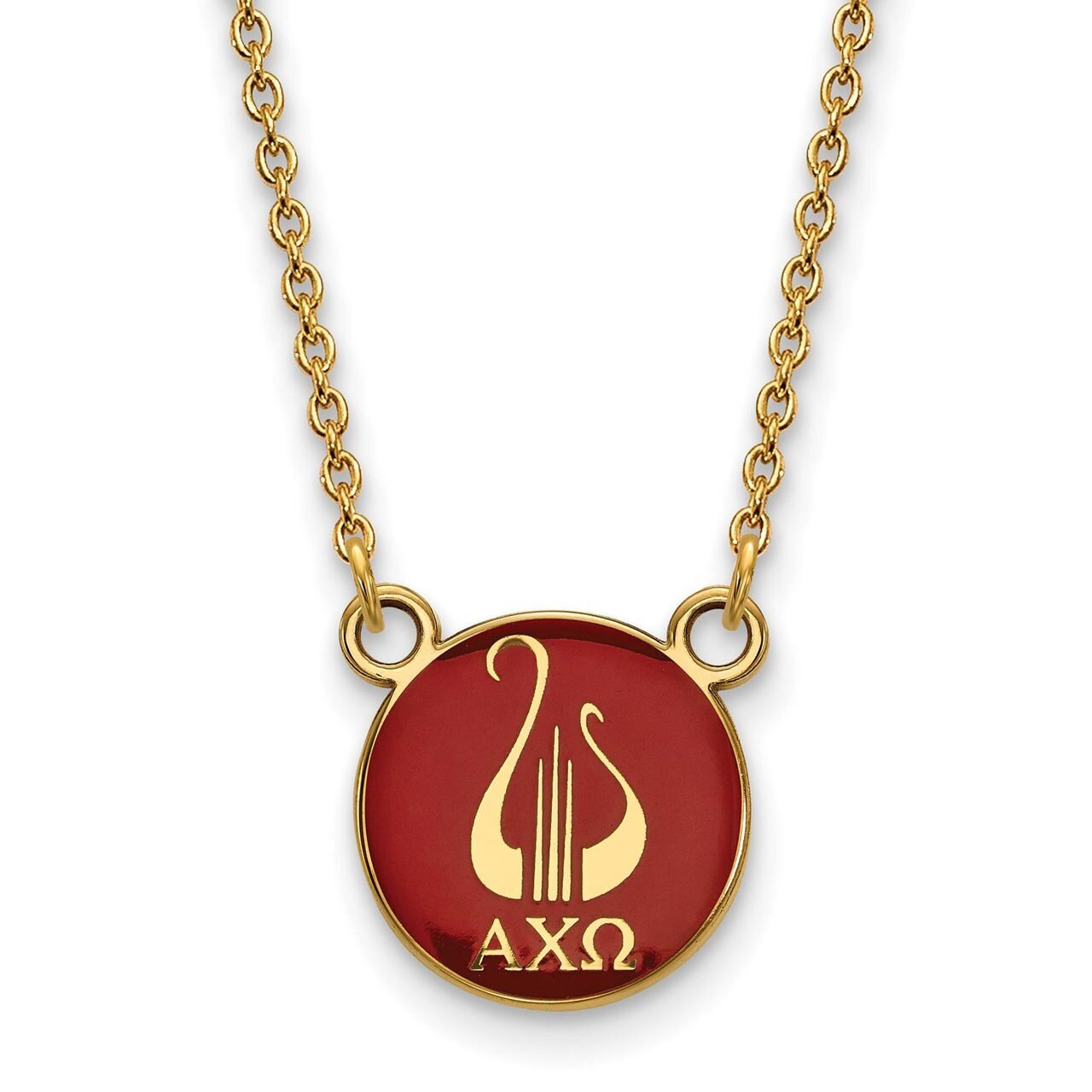 Alpha Chi Omega Extra Small Enameled Pendant with 18 Inch Chain Gold-plated Silver GP042ACO-18, MPN…