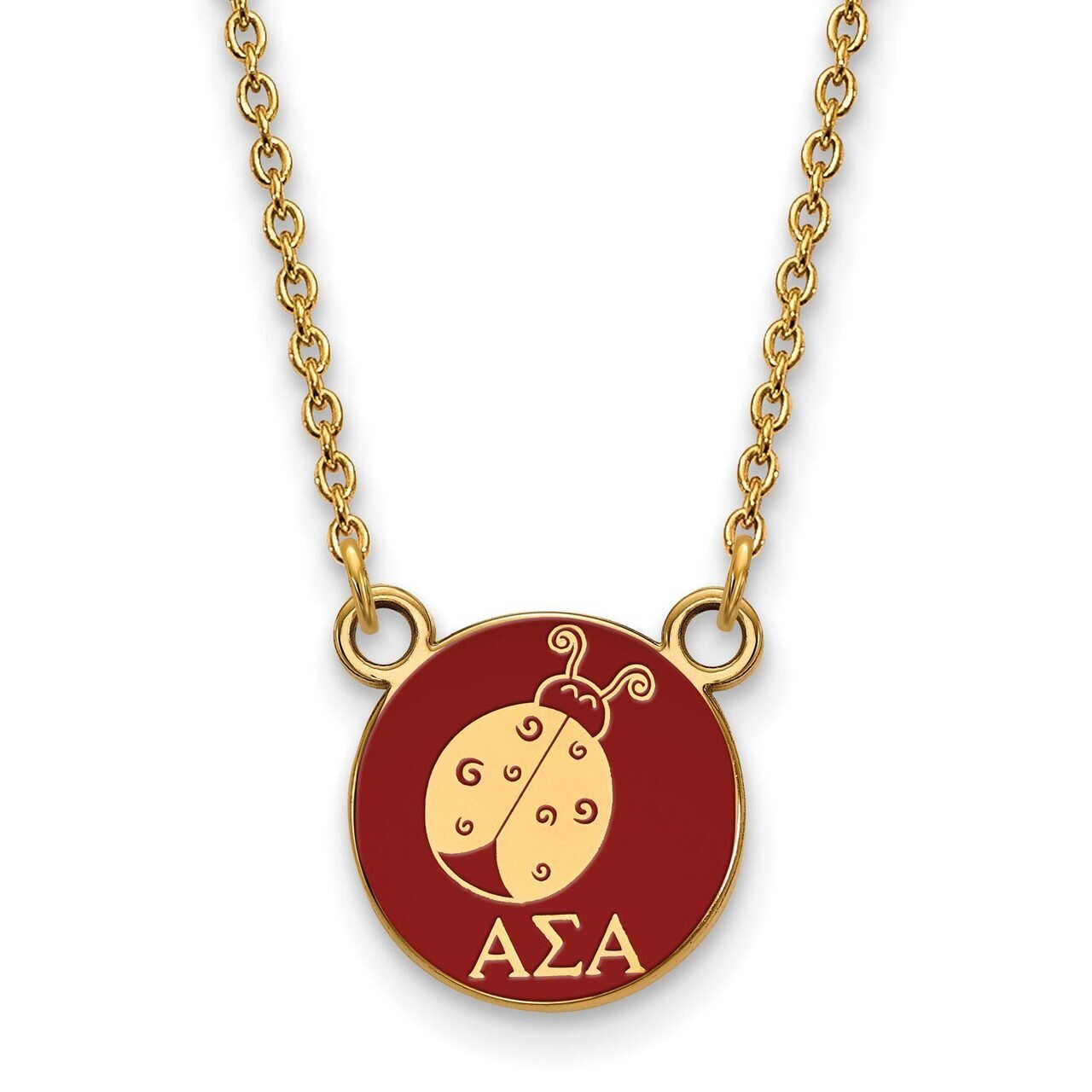 Alpha Sigma Alpha Extra Small Enameled Pendant with 18 Inch Chain Gold-plated Silver GP042ASI-18