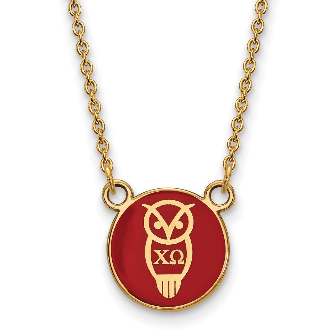 Chi Omega Extra Small Enameled Pendant with 18 Inch Chain Gold-plated Silver GP042CHO-18, MPN: GP04…