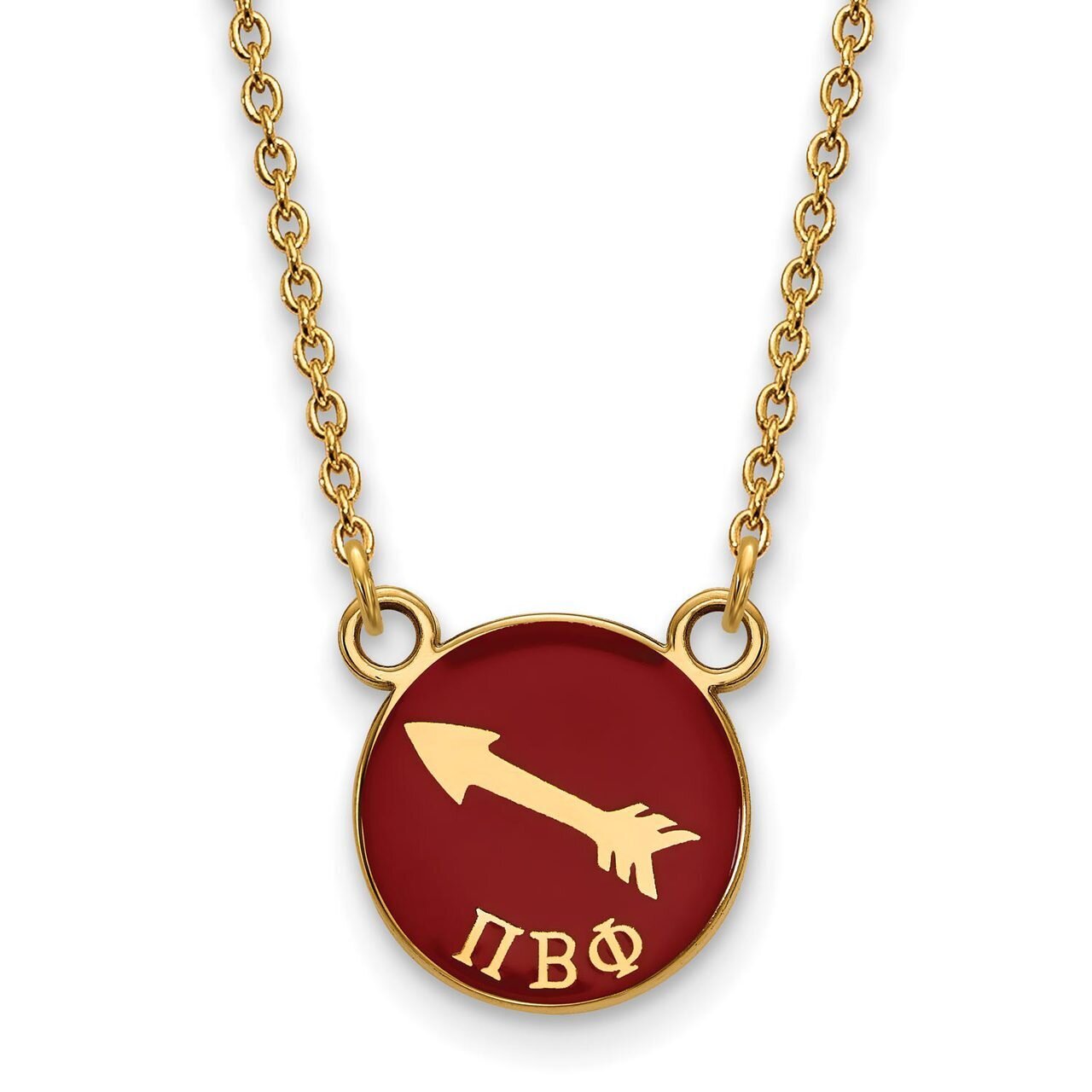 Pi Beta Phi Extra Small Enameled Pendant with 18 Inch Chain Gold-plated Silver GP042PBP-18, MPN: GP…