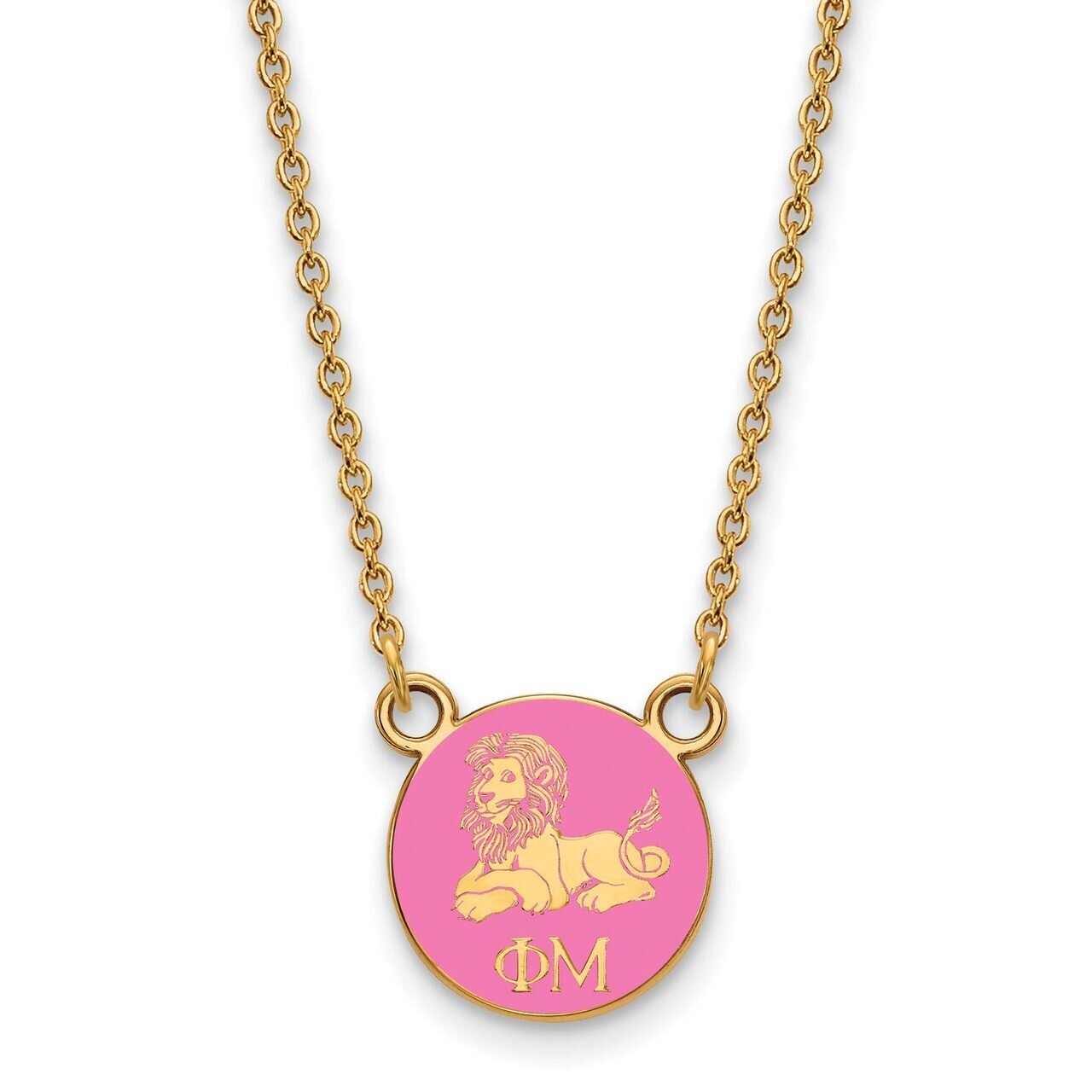 Phi Mu Extra Small Enameled Pendant with 18 Inch Chain Gold-plated Silver GP042PHM-18