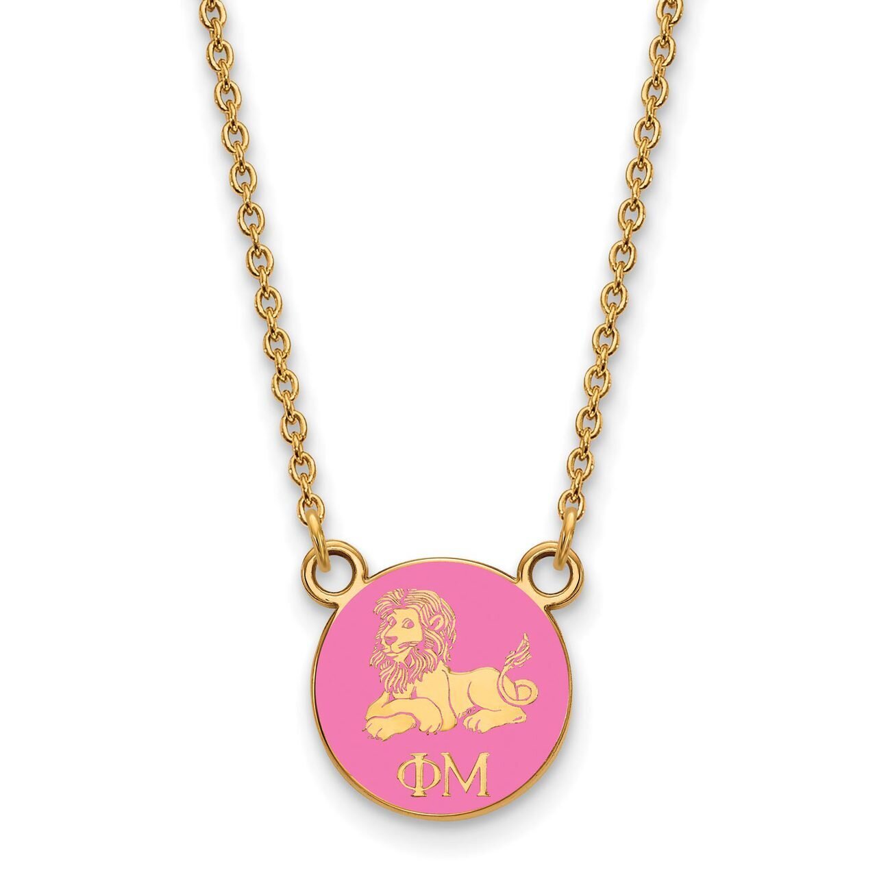 Phi Mu Extra Small Enameled Pendant with 18 Inch Chain Gold-plated Silver GP042PHM-18, MPN: GP042PH…