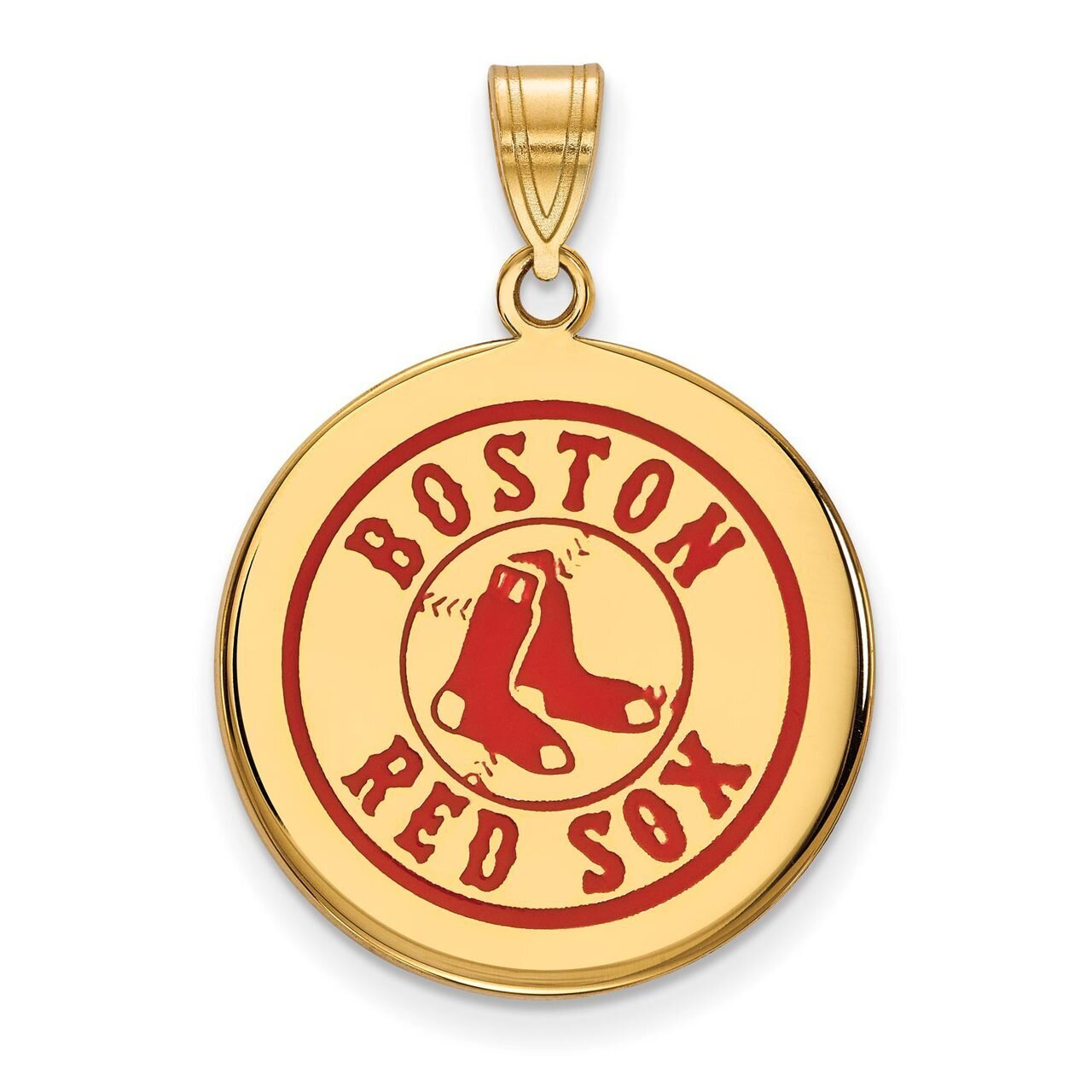 Boston Red Sox Large Enamel Disc Pendant Gold-plated Silver GP042RSO
