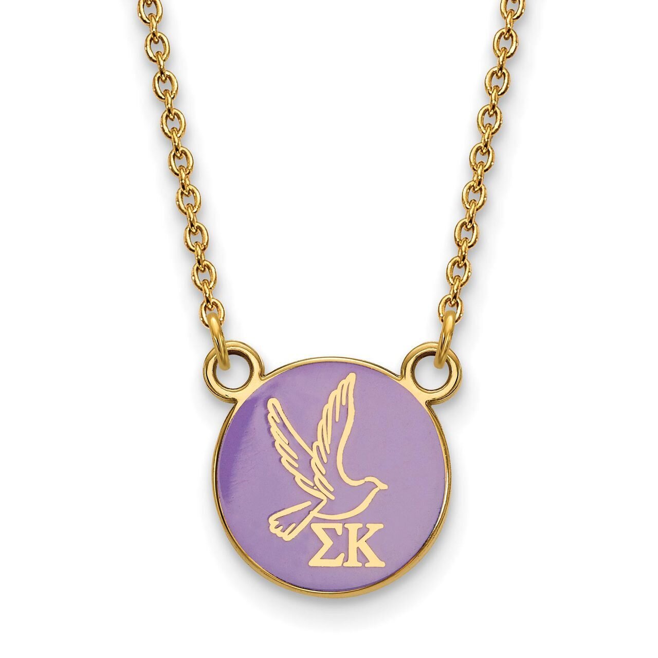 Sigma Kappa Extra Small Enameled Pendant with 18 Inch Chain Gold-plated Silver GP042SKP-18, MPN: GP…
