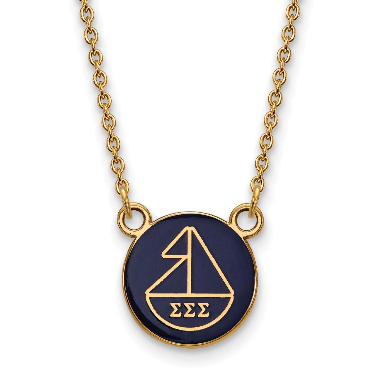 Sigma Sigma Sigma Extra Small Enameled Pendant with 18 Inch Chain Gold-plated Silver GP042SSS-18, M…