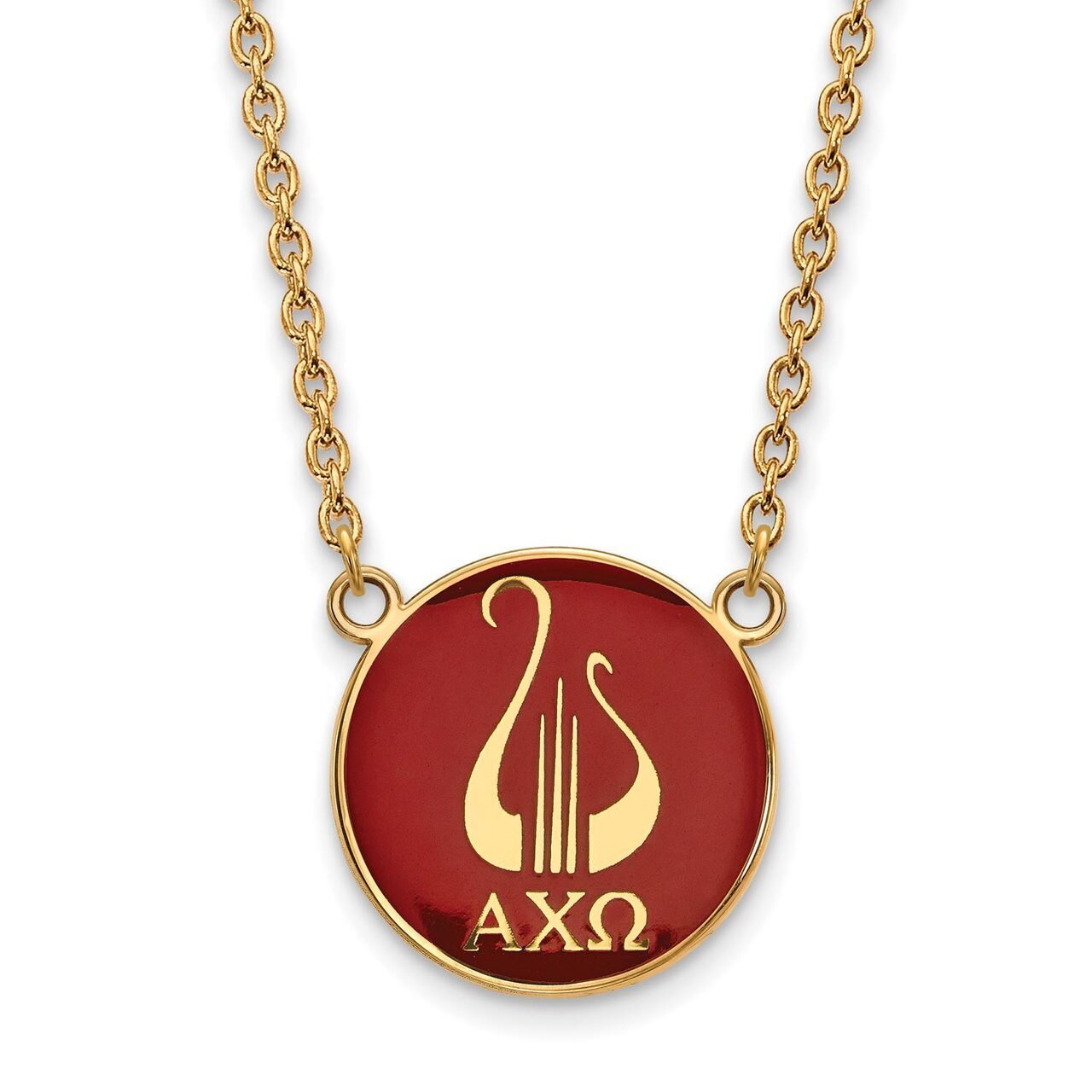 Alpha Chi Omega Small Enameled Pendant with 18 Inch Chain Gold-plated Silver GP043ACO-18, MPN: GP04…