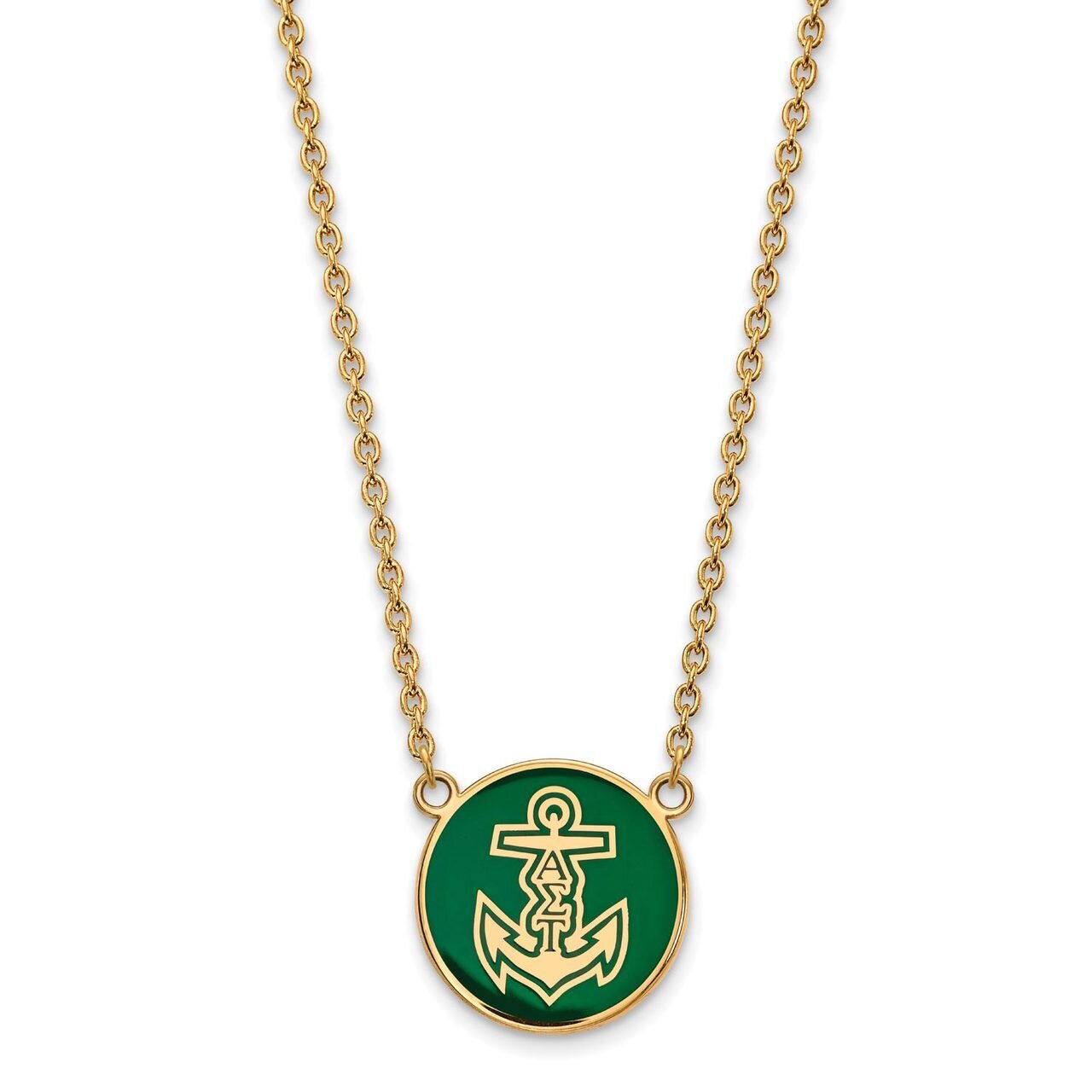 Alpha Sigma Tau Small Enameled Pendant with 18 Inch Chain Gold-plated Silver GP043ALS-18, MPN: GP04…