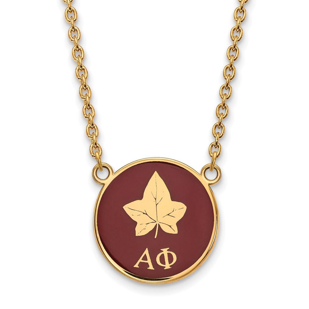 Alpha Phi Small Enameled Pendant with 18 Inch Chain Gold-plated Silver GP043APH-18