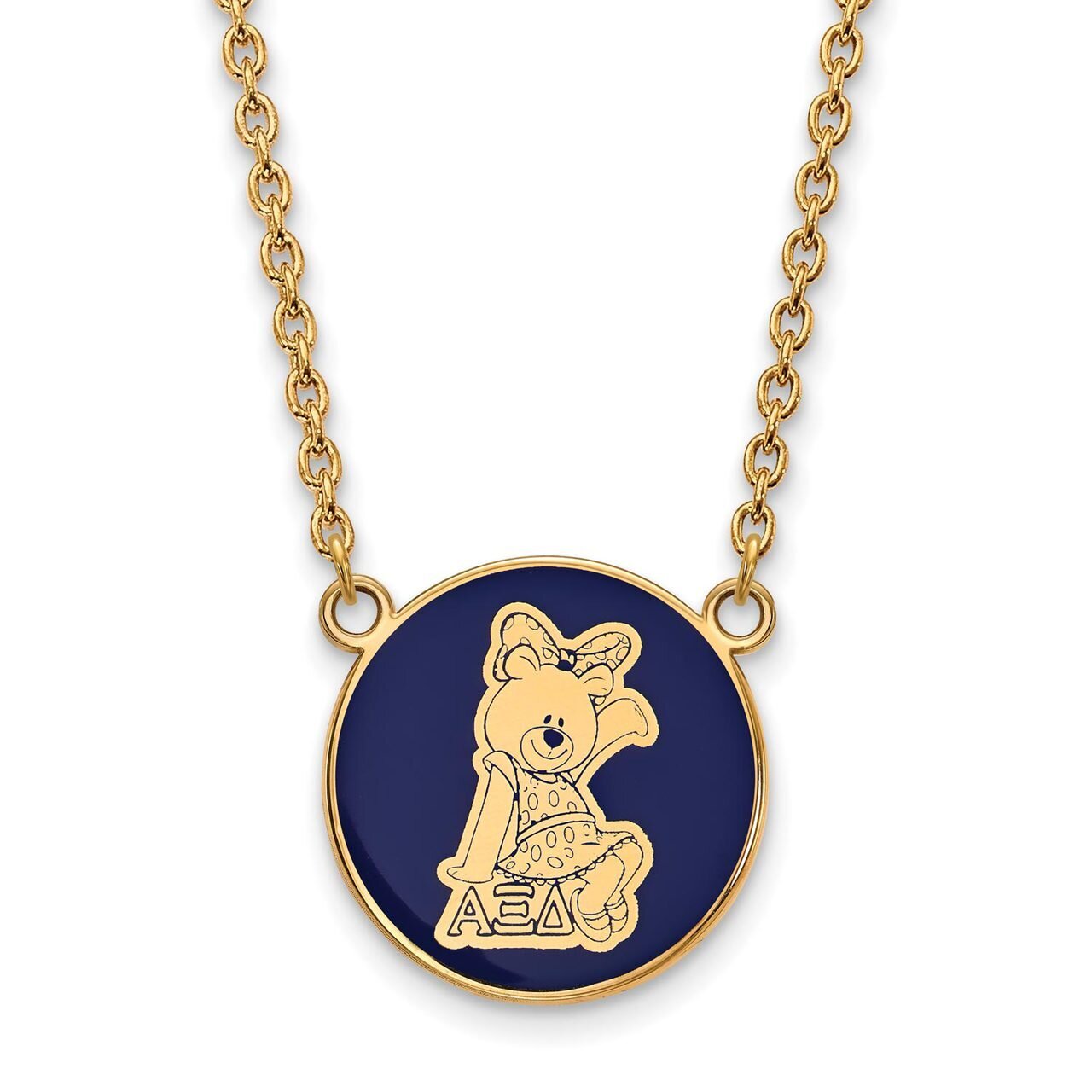 Alpha Xi Delta Small Enameled Pendant with 18 Inch Chain Gold-plated Silver GP043AXD-18