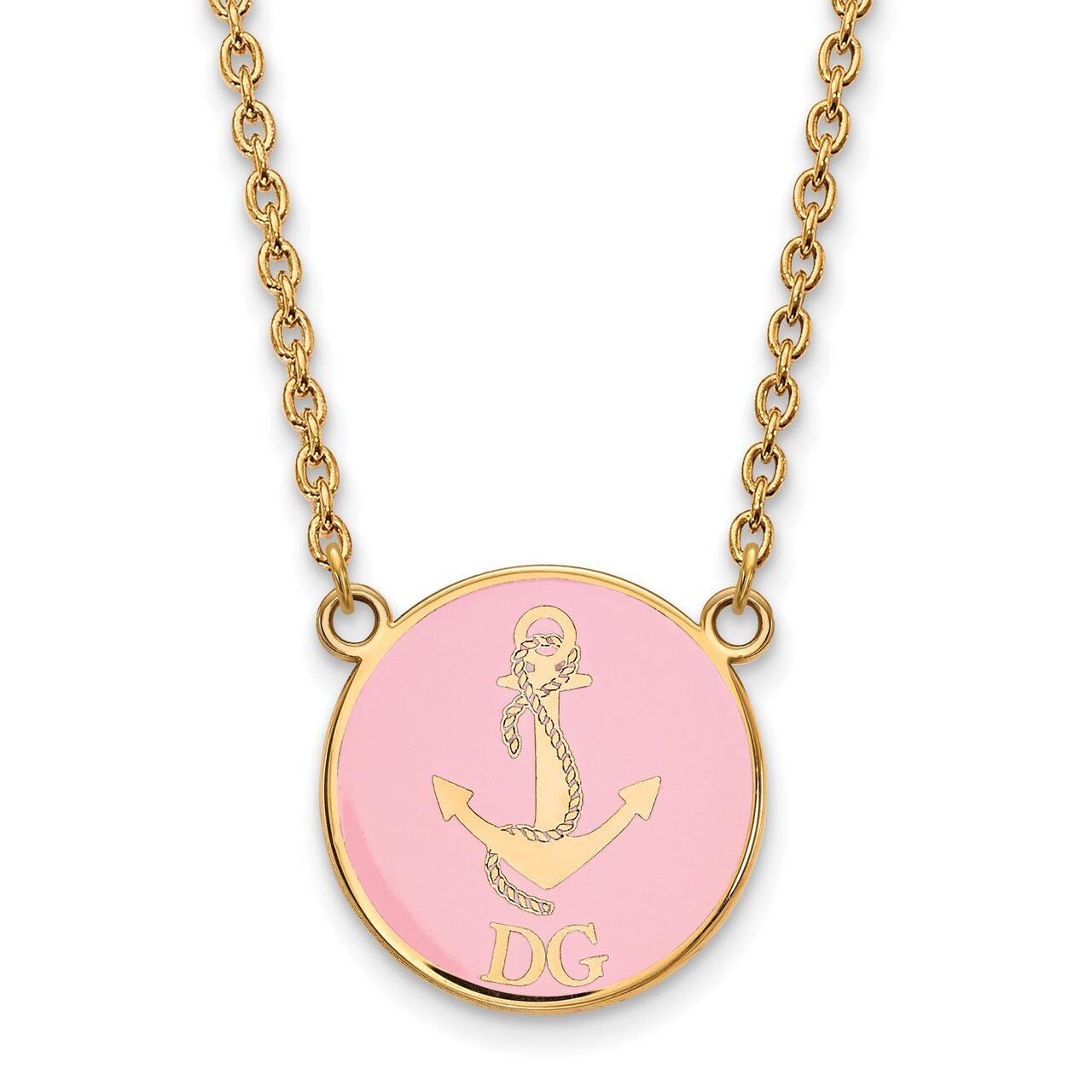 Delta Gamma Small Enameled Pendant with 18 Inch Chain Gold-plated Silver GP043DG-18