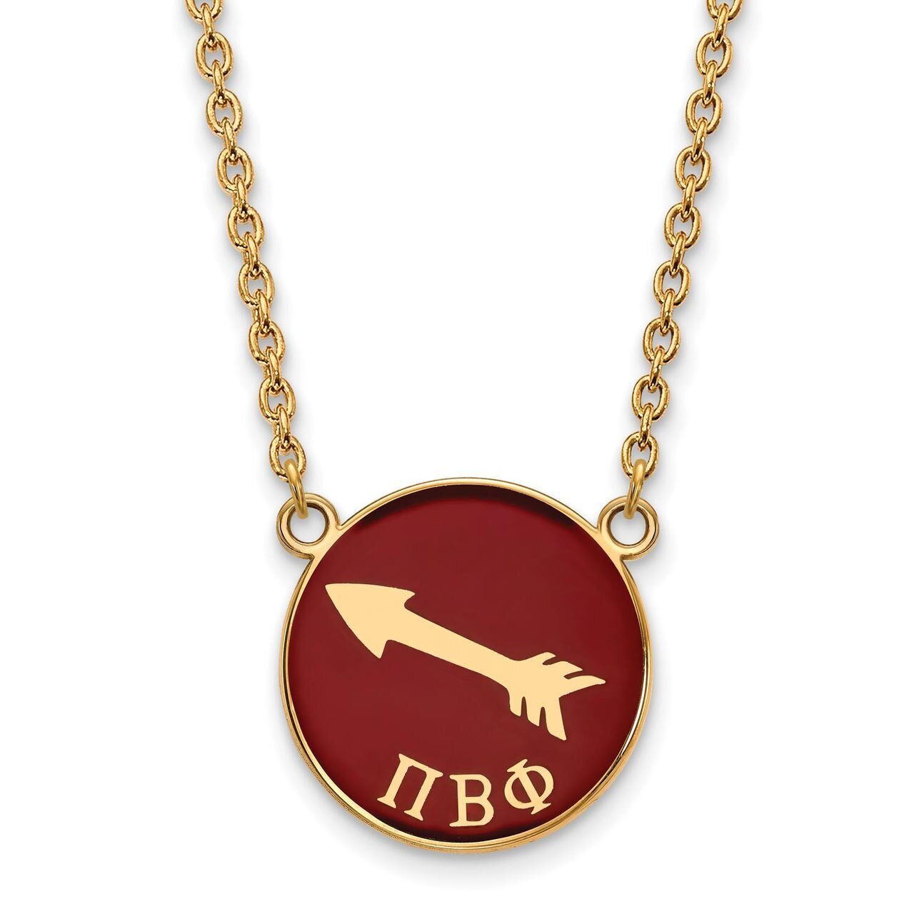Pi Beta Phi Small Enameled Pendant with 18 Inch Chain Gold-plated Silver GP043PBP-18