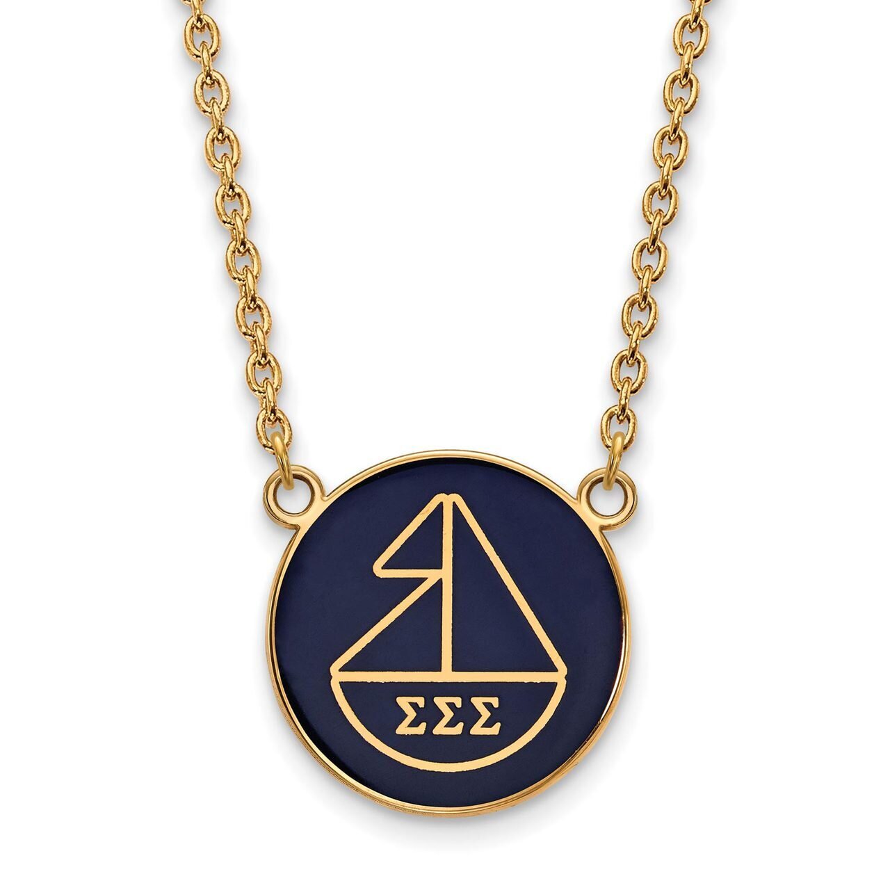 Sigma Sigma Sigma Small Enameled Pendant with 18 Inch Chain Gold-plated Silver GP043SSS-18