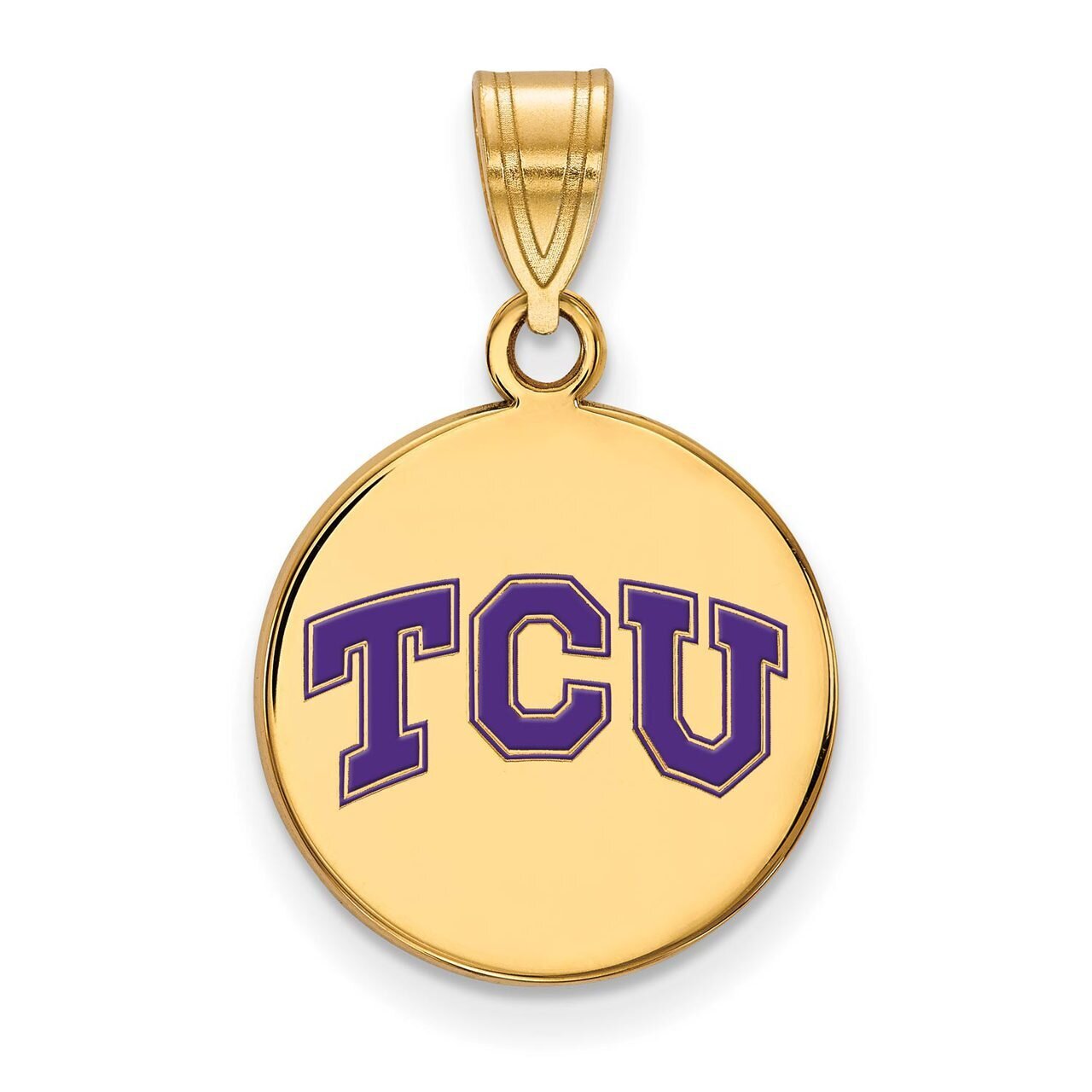 Texas Christian University Medium Enamel Disc Pendant Gold-plated Silver GP043TCU, MPN: GP043TCU, 8…