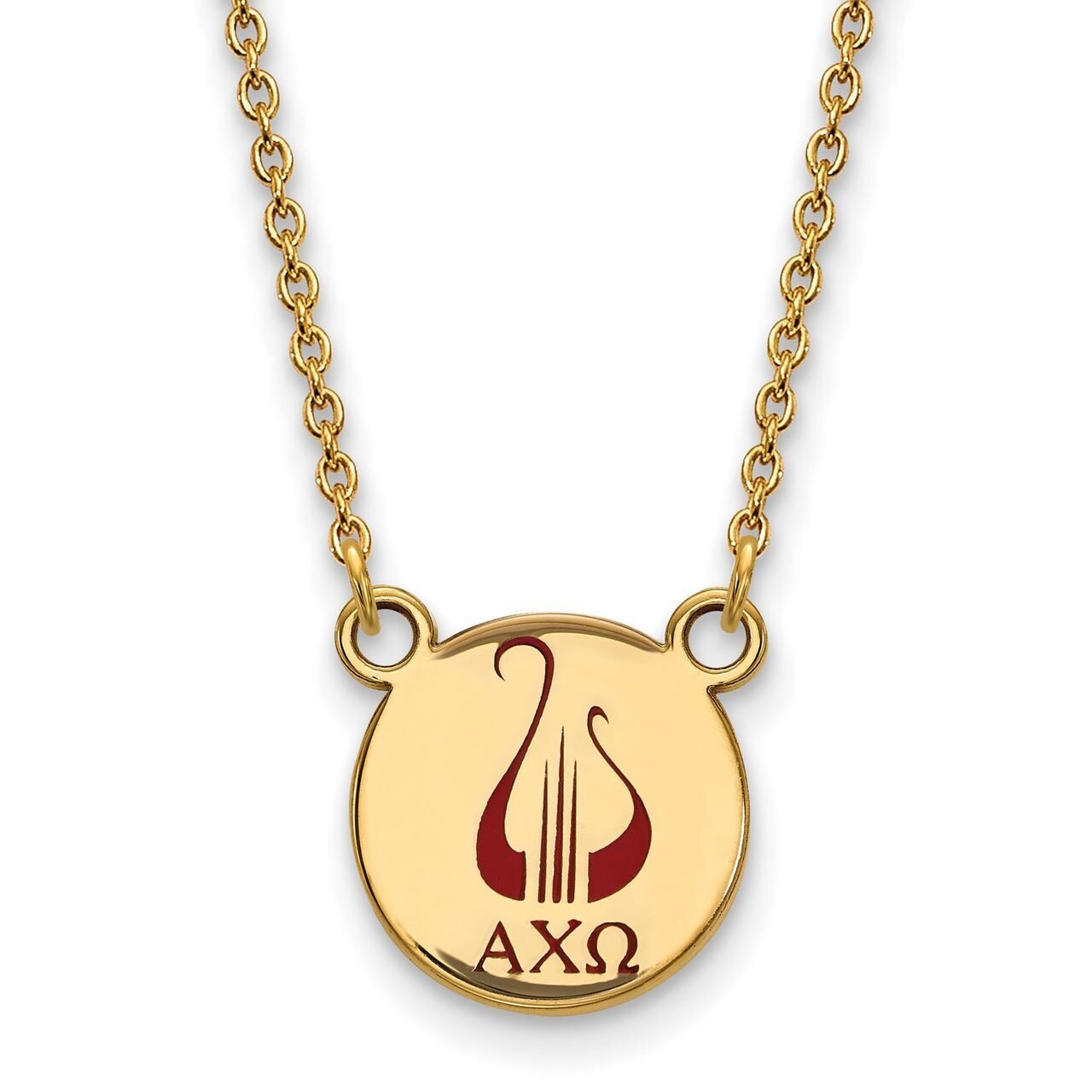 Alpha Chi Omega Extra Small Enameled Pendant with 18 Inch Chain Gold-plated Silver GP044ACO-18
