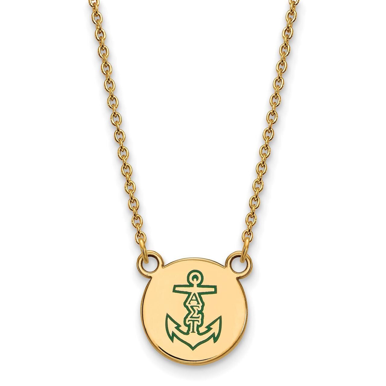Alpha Sigma Tau Extra Small Enameled Pendant with 18 Inch Chain Gold-plated Silver GP044ALS-18