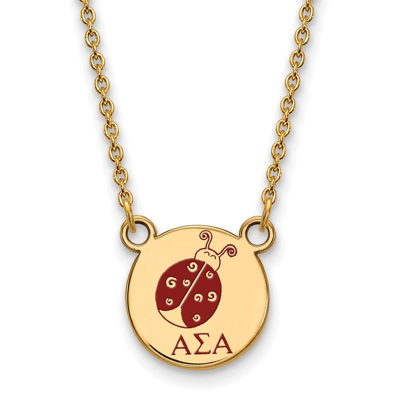 Alpha Sigma Alpha Extra Small Enameled Pendant with 18 Inch Chain Gold-plated Silver GP044ASI-18, M…