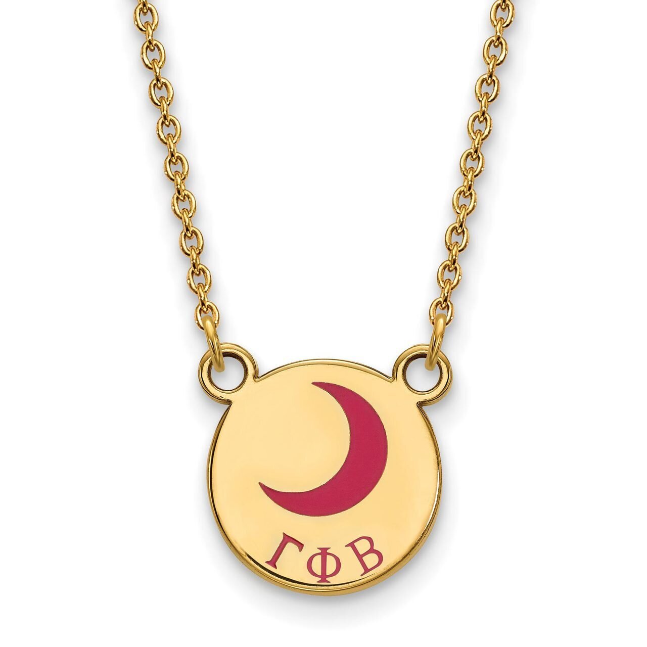 Gamma Phi Beta Extra Small Enameled Pendant with 18 Inch Chain Gold-plated Silver GP044GPB-18, MPN:…