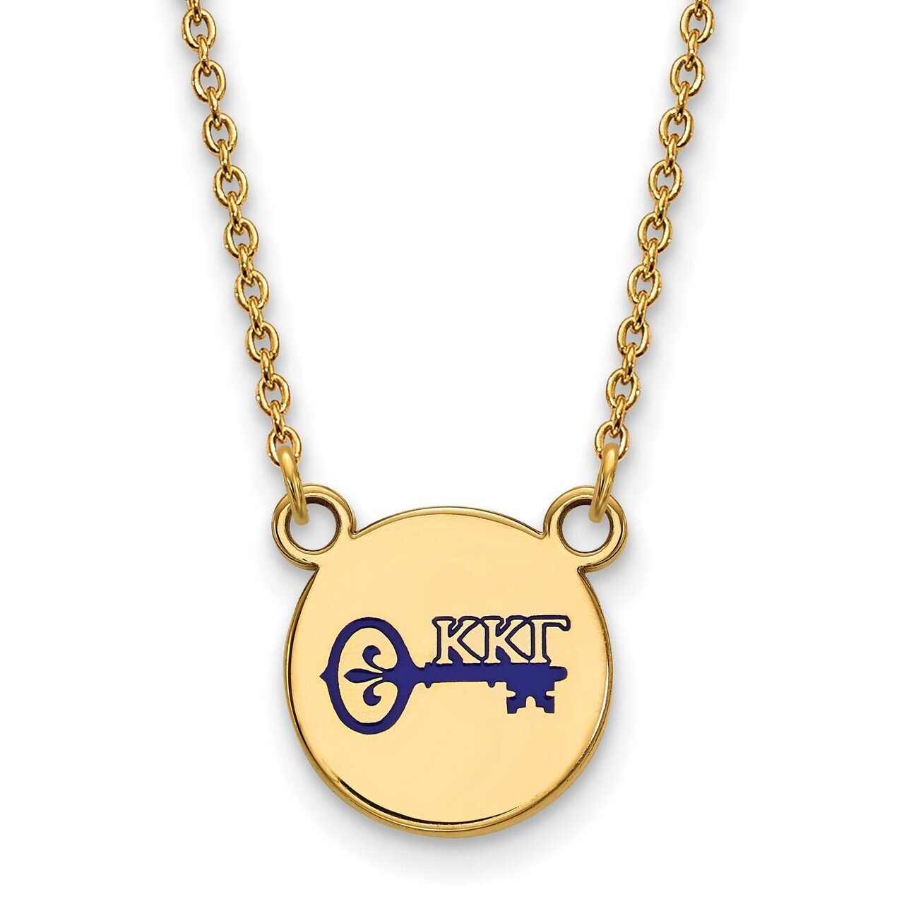 Kappa Kappa Gamma Extra Small Enameled Pendant with 18 Inch Chain Gold-plated Silver GP044KKG-18, M…