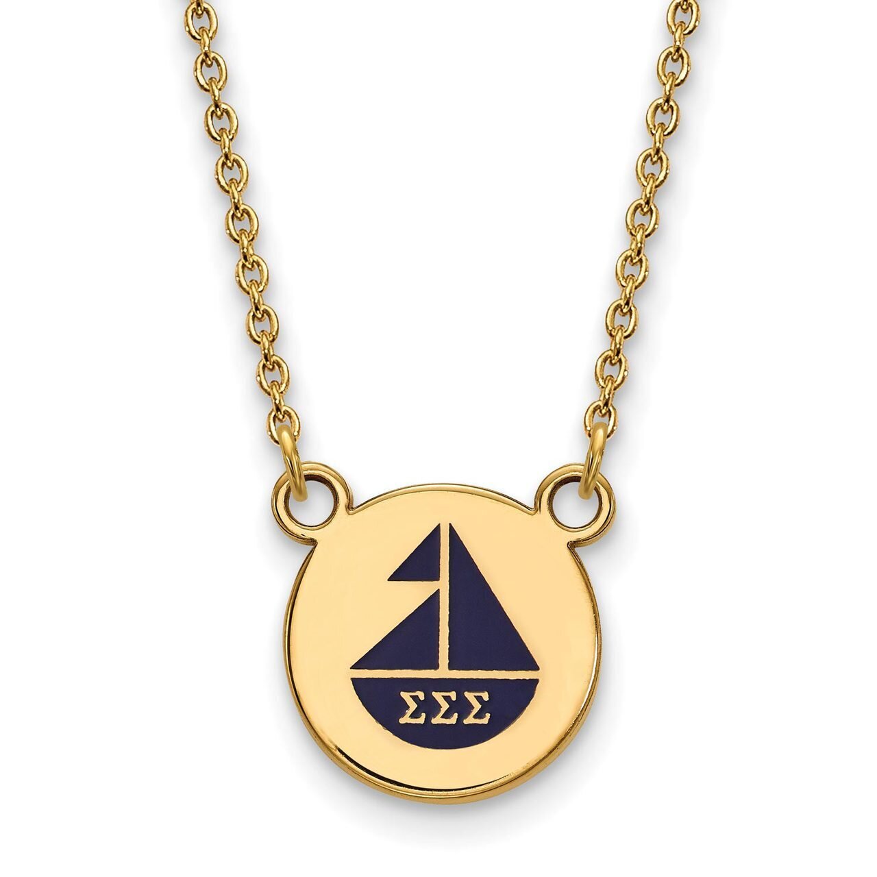 Sigma Sigma Sigma Extra Small Enameled Pendant with 18 Inch Chain Gold-plated Silver GP044SSS-18, M…