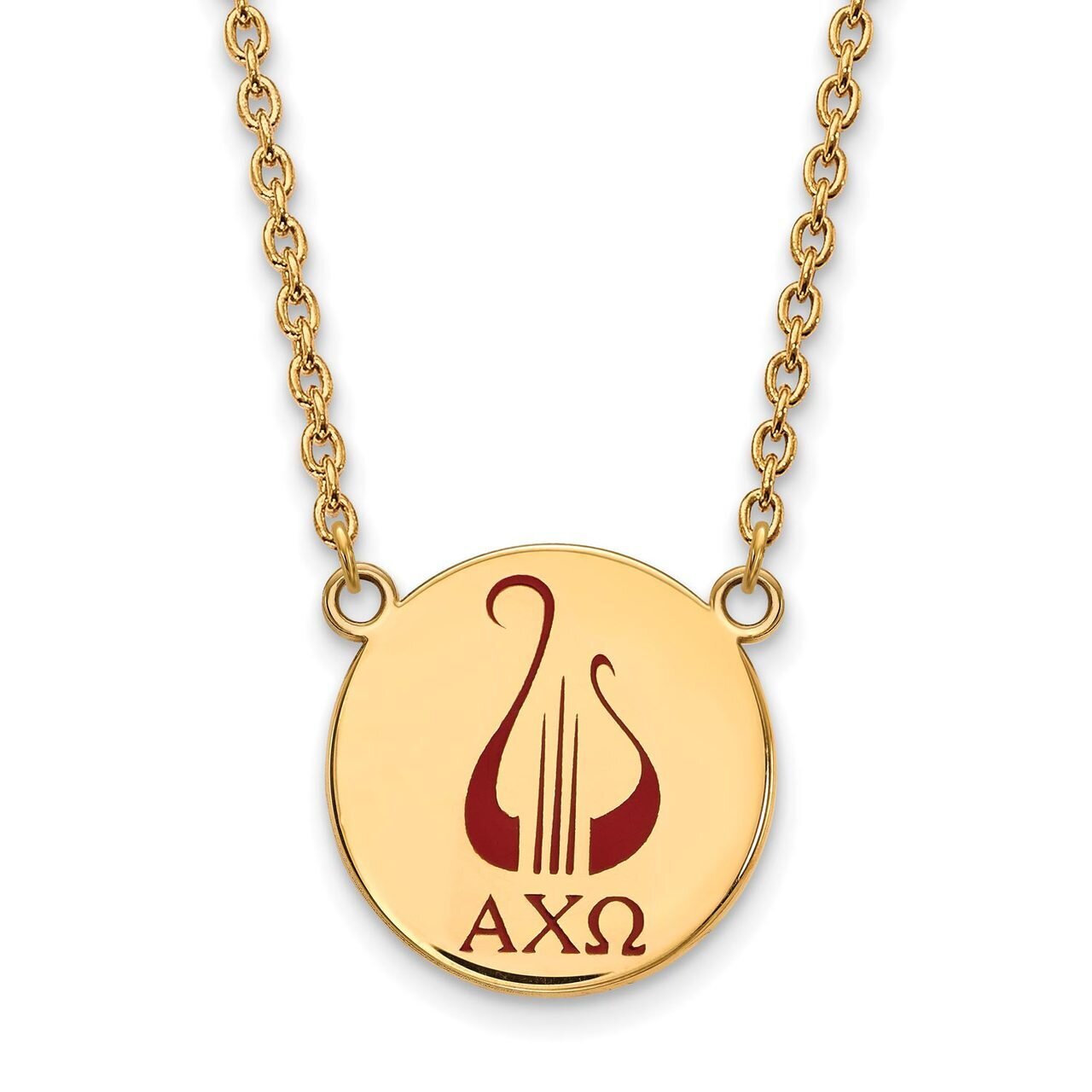 Alpha Chi Omega Small Enameled Pendant with 18 Inch Chain Gold-plated Silver GP045ACO-18, MPN: GP04…