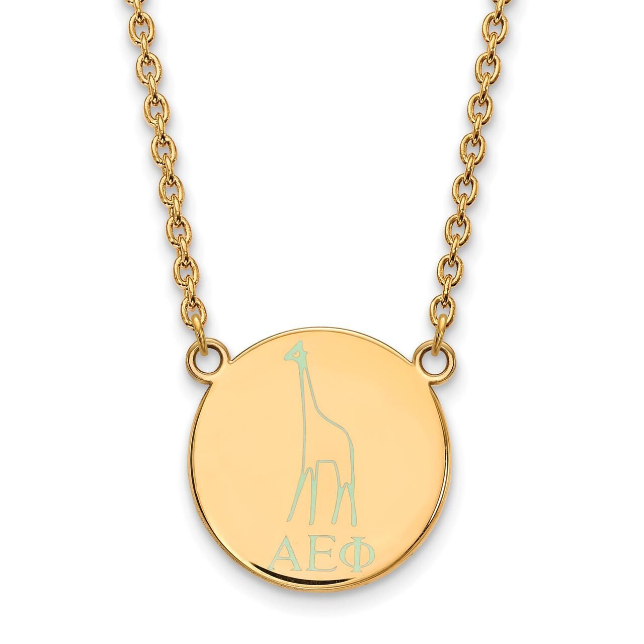 Alpha Epsilon Phi Large Enameled Pendant with 18 Inch Chain Gold-plated Silver GP045AEP-18
