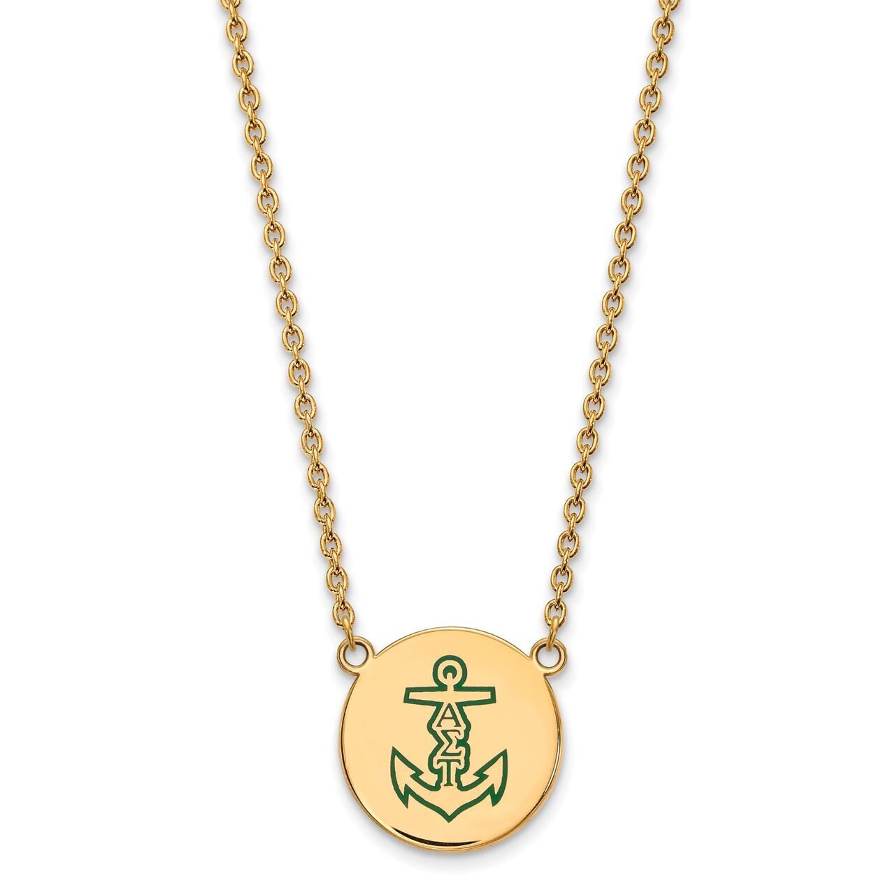 Alpha Sigma Tau Small Enameled Pendant with 18 Inch Chain Gold-plated Silver GP045ALS-18, MPN: GP04…
