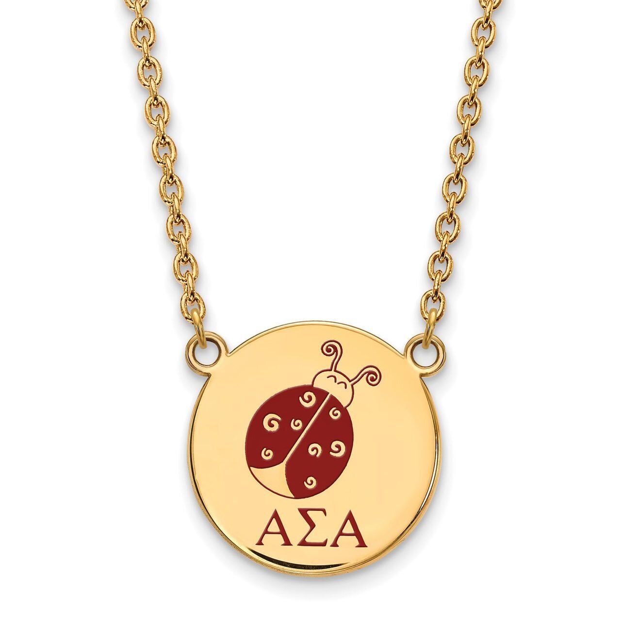 Alpha Sigma Alpha Small Enameled Pendant with 18 Inch Chain Gold-plated Silver GP045ASI-18, MPN: GP…